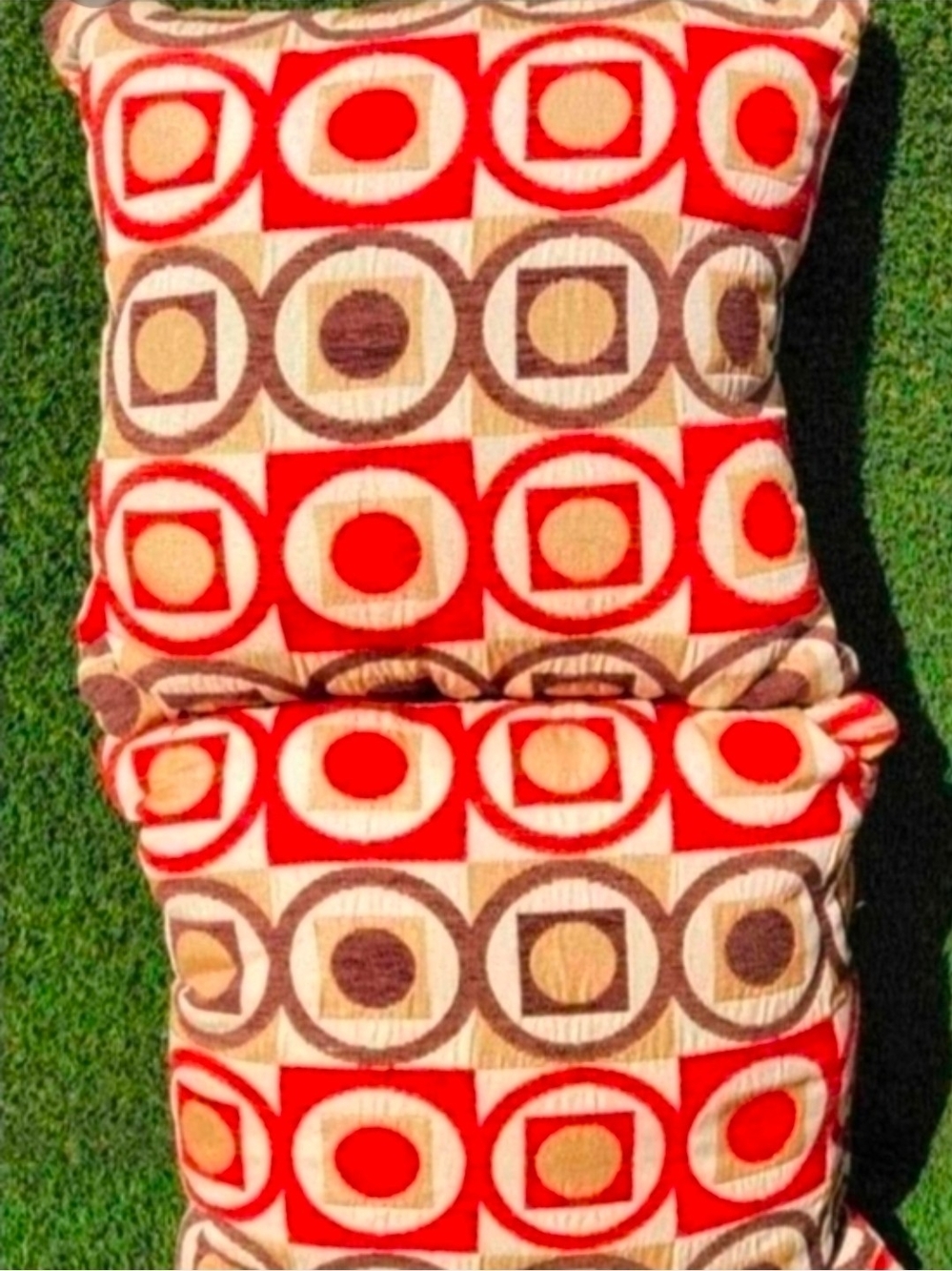 Geometric Red and Brown Decorative Throw Pillow Set
